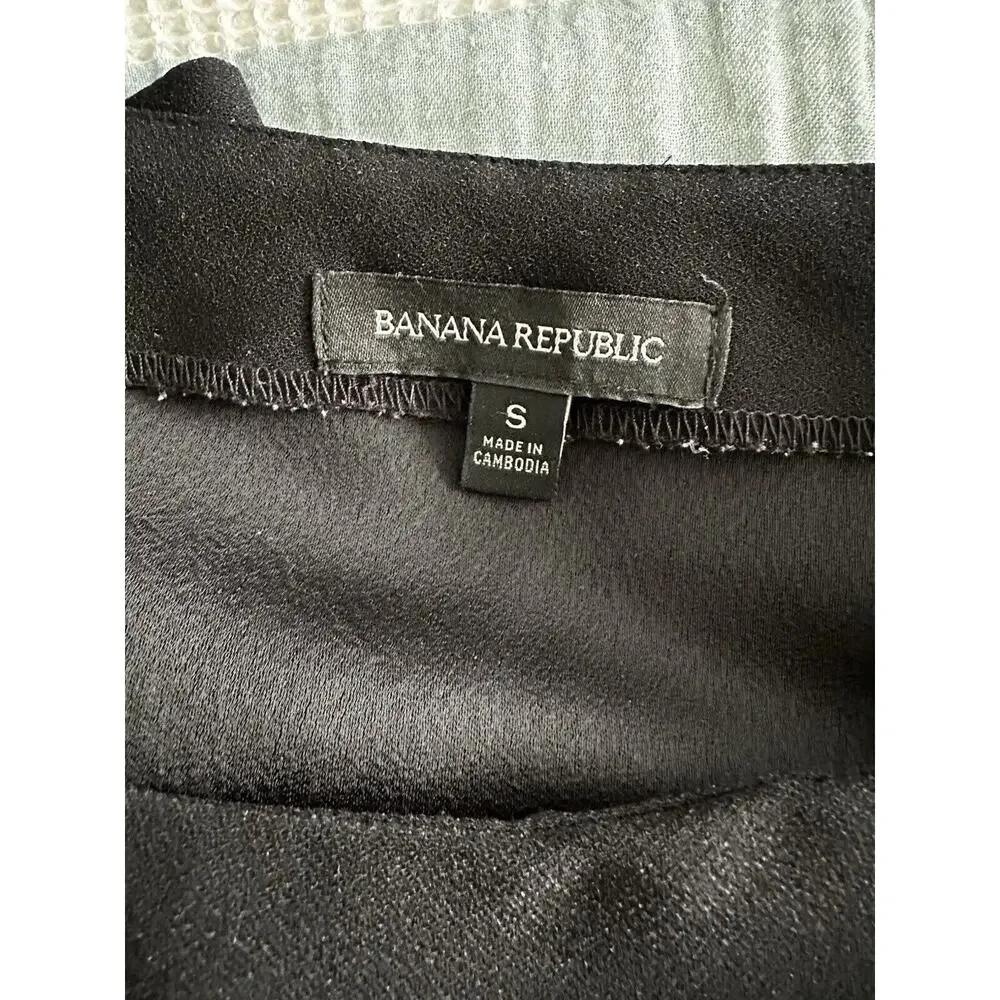 Banana Republic Black Puff Sleeve Career Blouse Shirt Small